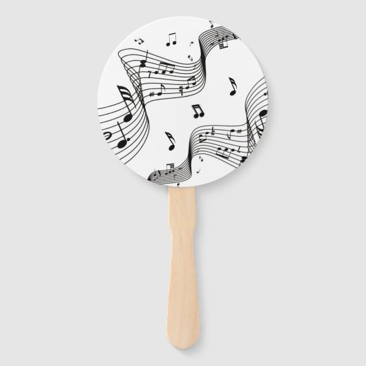 Muzieknoten over wit handwaaier (Voorkant)