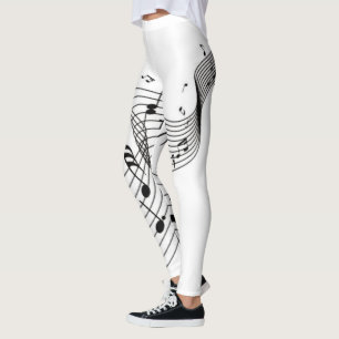 Muzieknoten over wit leggings