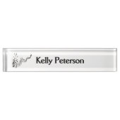 Muzieknoten over wit naambordje (Voorkant)