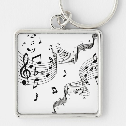 Muzieknoten over wit sleutelhanger (Voorkant)