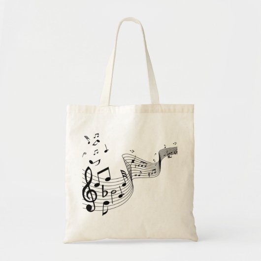 Muzieknoten over wit tote bag (Voorkant)
