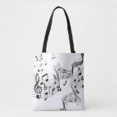 Muzieknoten over wit tote bag (Voorkant)
