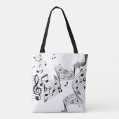 Muzieknoten over wit tote bag (Achterkant)