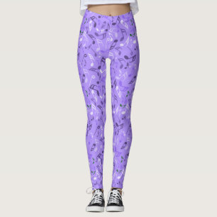 Muzieknoten Paars Leggings