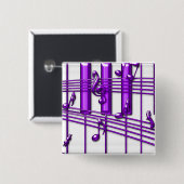 Muzieknoten Paarse pianotoetsenborden Vierkante Button 5,1 Cm (Voorkant /achterkant)