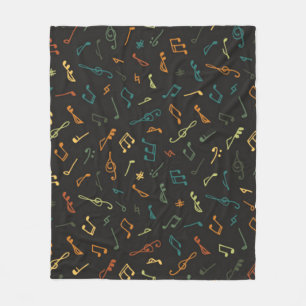 Muzieknoten patroon fleece deken