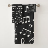 Muzieknoten Patroon in zwart-wit Bad Handdoek (Insitu)