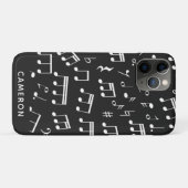 Muzieknoten Patroon in zwart-wit, gepersonaliseerd Case-Mate iPhone Case (Achterkant (horizontaal))