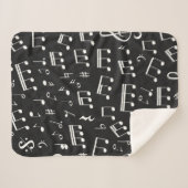 Muzieknoten Patroon in zwart-wit Sherpa Deken (Voorkant (horizontaal))