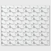 Muzieknoten Patroon zwart-wit Cadeaupapier (Vlak)