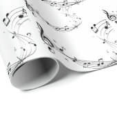 Muzieknoten Patroon zwart-wit Cadeaupapier (Rol Hoek)