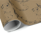 Muzieknoten Pattern Brown Kraft Cadeaupapier (Rol Hoek)