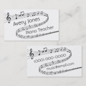 muzieknoten Piano-leraar Visitekaartje (Voorkant / Achterkant)
