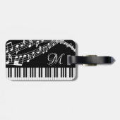 Muzieknoten Piano Monogram Aangepaste kleur Bagagelabel (Achterkant horizontaal)