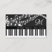 Muzieknoten Piano Monogram Aangepaste kleur Visitekaartje (Voorkant)