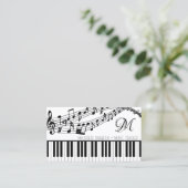 Muzieknoten Piano Monogram Aangepaste kleur Visitekaartje (Staand voorkant)