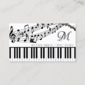 Muzieknoten Piano Monogram Aangepaste kleur Visitekaartje (Voorkant)