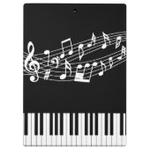 Muzieknoten Piano Monogram Naam Klembord (Achterkant)