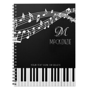 Muzieknoten Piano Monogram Naam Notitieboek