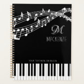 Muzieknoten Piano Monogram Naam Planner (Voorkant)
