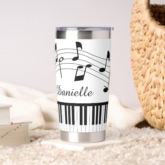 Muzieknoten Piano Persoonlijke Aangepaste Kleuren Geïsoleerde Drinkbeker (Woonkamer)