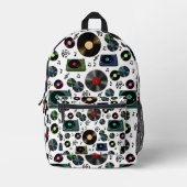 Muzieknoten, platenalbums en spelers bedrukte rugzak (Voorkant)