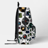 Muzieknoten, platenalbums en spelers bedrukte rugzak (Links)