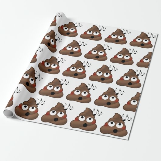muzieknoten Poop Emoji Cadeaupapier (Uitgerold)