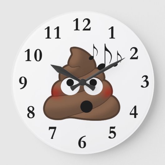 Muzieknoten Poop Emoji Grote Klok (Voorkant)
