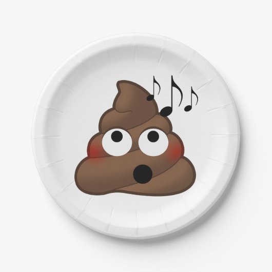 muzieknoten Poop Emoji Papieren Bordje (Voorkant)
