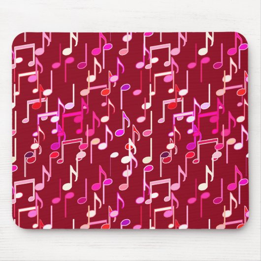 Muzieknoten print - bordeauxrood, multi muismat (Voorkant)