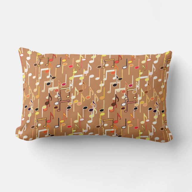 Muzieknoten print - Karamel Tan, Multi Kussen (Voorkant)