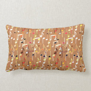 Muzieknoten print - Karamel Tan, Multi Kussen
