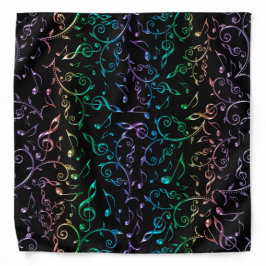 muzieknoten regenboog op zwart of kleur bandana