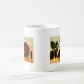 Muzieknoten rode rozenroze bloesem koffiemok (Center)