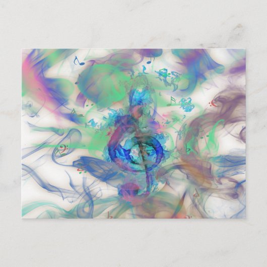 Muzieknoten roken, kleurrijk afbeelding briefkaart (Voorkant)