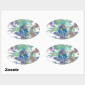 Muzieknoten roken, kleurrijk afbeelding ovale sticker (Vel)