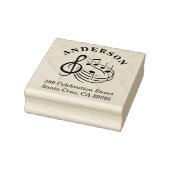 Muzieknoten Ronde familienaam Retouradres Rubberstempel (Stempel)