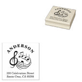 Muzieknoten Ronde familienaam Retouradres Rubberstempel (Gestempeld)