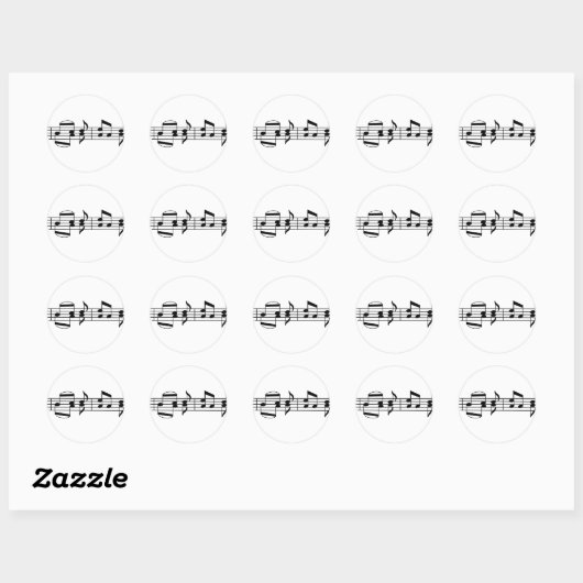 Muzieknoten Ronde Sticker (Vel)