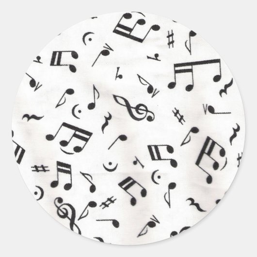 Muzieknoten Ronde Sticker (Voorkant)
