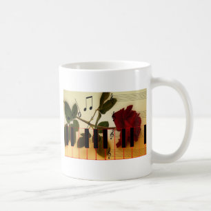 Muzieknoten Rood rozenbloem Koffiemok