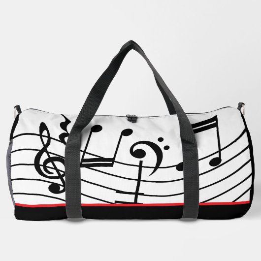 Muzieknoten Rood Wit & Zwart Plunjezak (Achterkant)