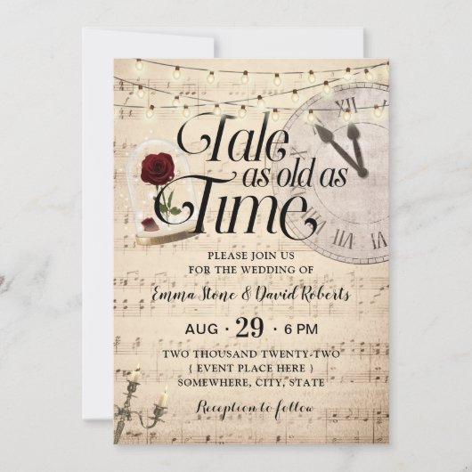  Muzieknoten Roos Dome Fairytale bruiloft Kaart (Voorkant)