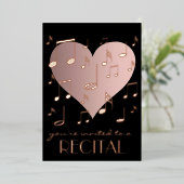 muzieknoten roos goud overweging folie uitnodiging (Staand Voorkant)