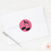 Muzieknoten Roze Ronde Stickers (Envelop)
