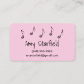 Muzieknoten Roze Visitekaartjes (Voorkant)