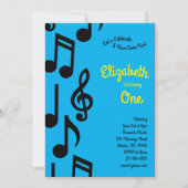 Muzieknoten Schattigee Kinder 1e verjaardag Kaart (Voorkant)