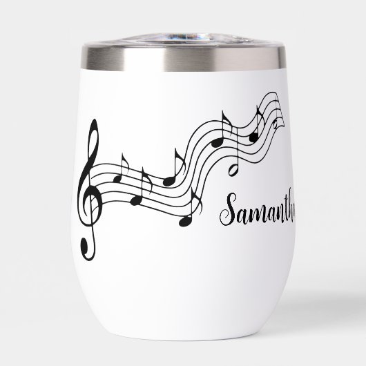 Muzieknoten Score Ontwerp Thermische Wijn Tumbler (Voorkant)