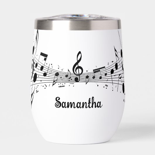 Muzieknoten Score Ontwerp Thermische Wijn Tumbler (Voorkant)